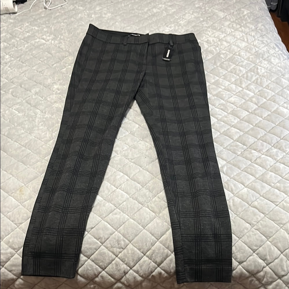Express Gray Dress Pants with Plaid Pattern